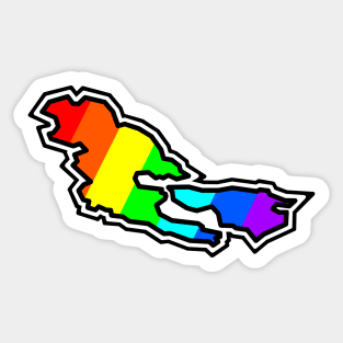 Pender Island in Rainbow Silhouette Colours - Gulf Islands Gift - Pender Island Sticker